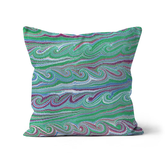 green boho marble cushion cover, 45x45cm, multicoloured cushion cover 100% organic cotton, 45x45cm, sustainable cushion cover