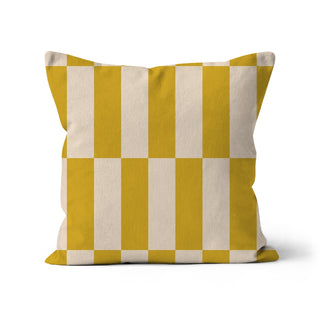 Yellow Sand Organic Cotton Check Cushion Cover