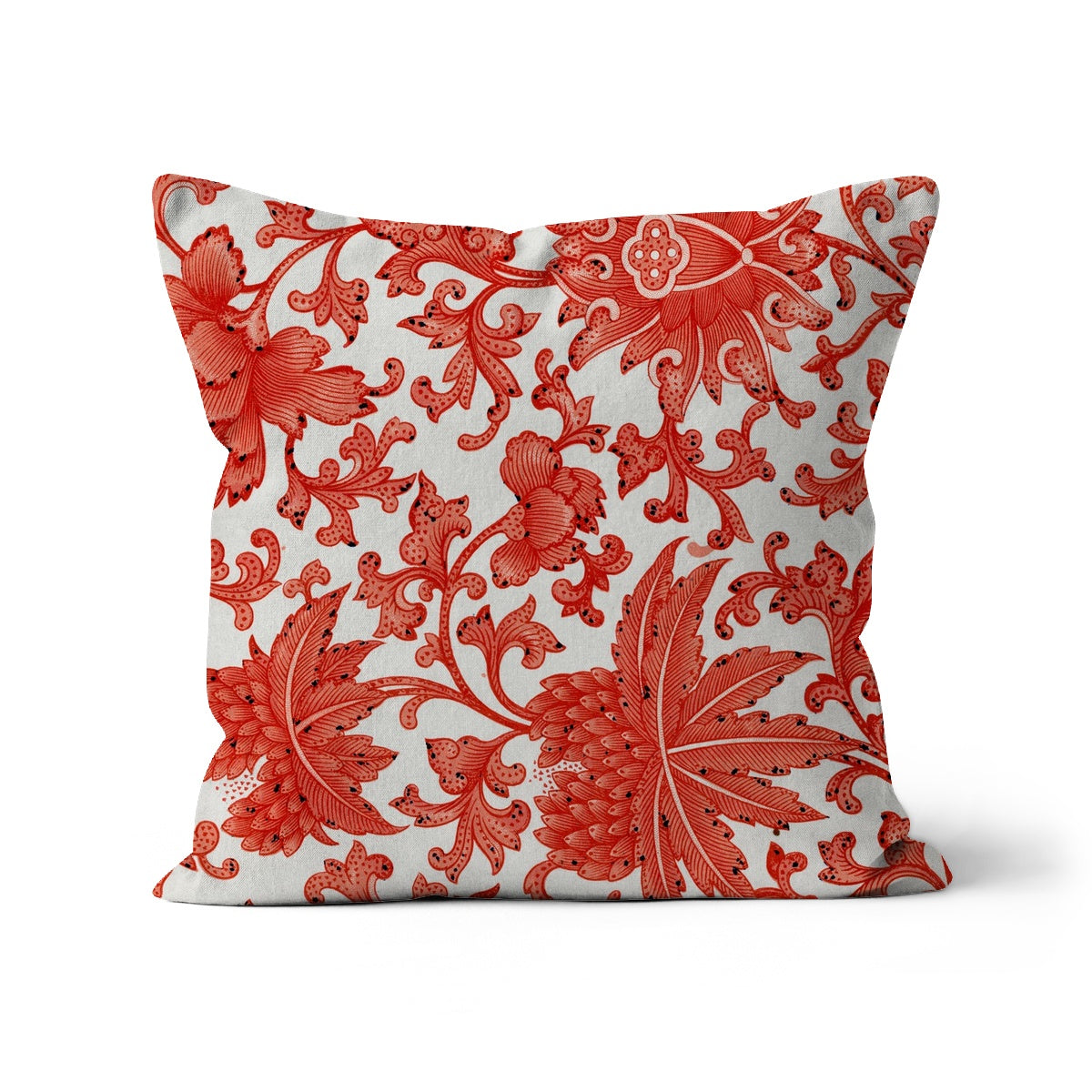 red chinosierie cushion cover in white and red, square cushion cover.  