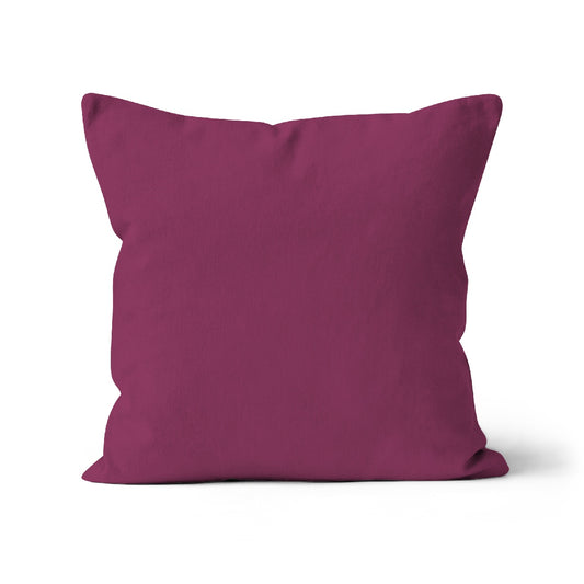 dark purple cushion cover, deep purple organic cotton cushion cover, dark purple square cushion cover, 45x45cm cushion cover in purple.