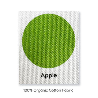 apple green organic cotton fabric swatch, ModeAbode fabric swatch in green.