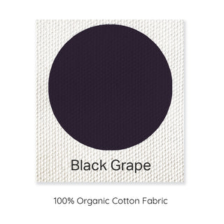 dark purple 100% organic cotton fabric swatch. 