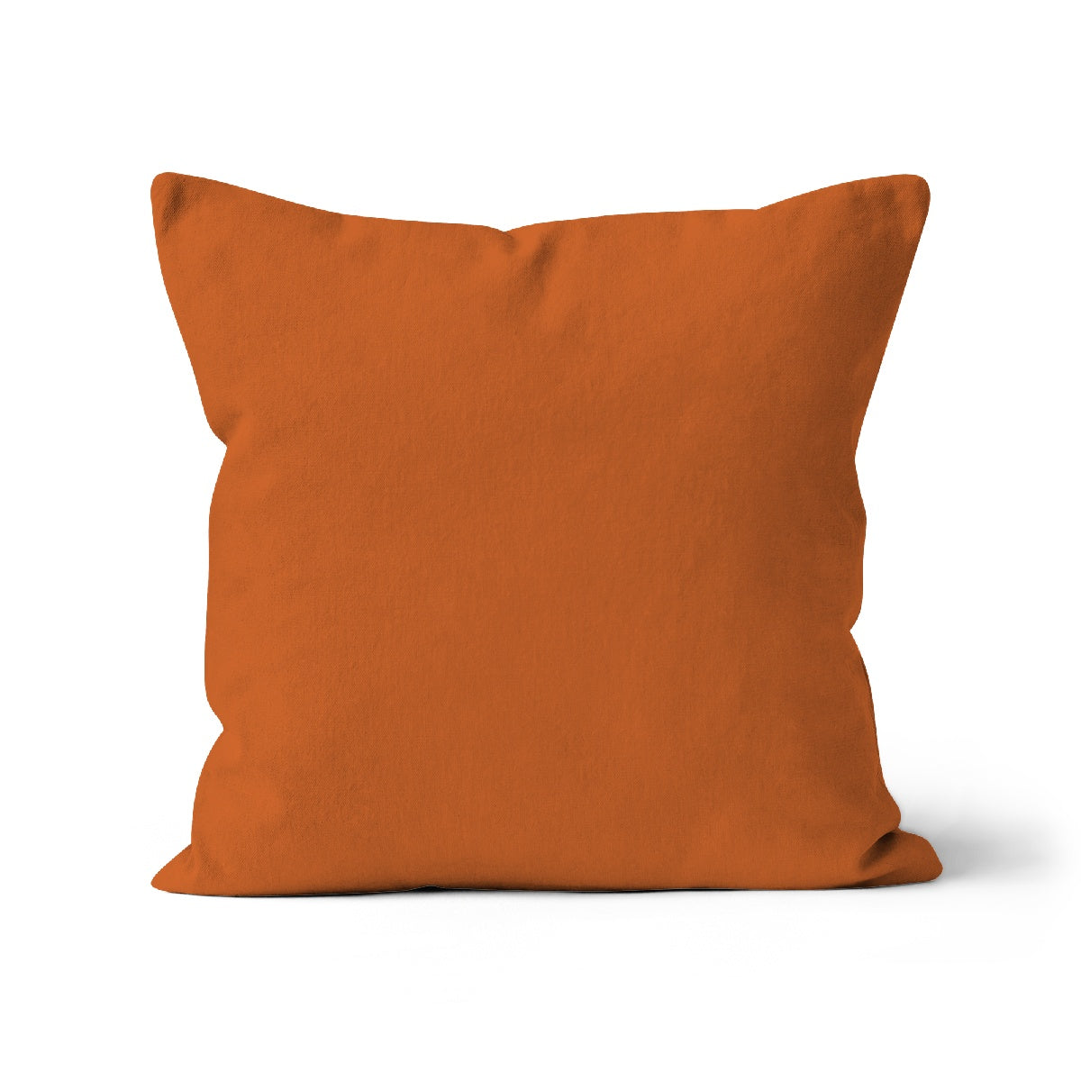 burnt orange organic cotton cushion cover, square shaped eco friendly, made in UK