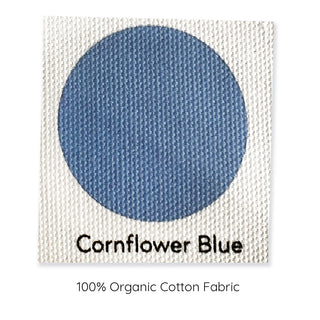 Cornflower blue cushion sample.