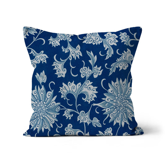 dark blue chinoiserie cushion cover 45x45cm square cushion cover in 100% organic cotton cushion cover.