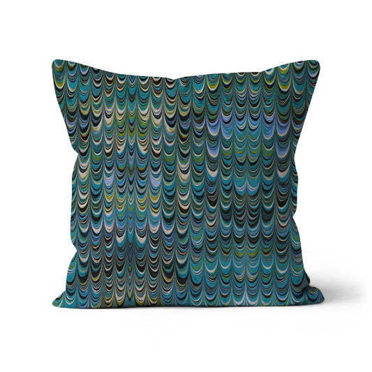 blue boho cushion cover, sqaure marble cushion cover 45x45cm, organic cotton cushion cover.