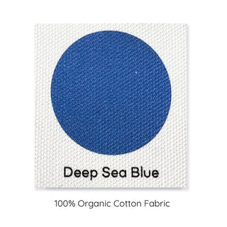 modeabode deep sea organic cotton dee sea blue sample.