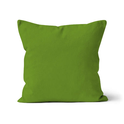 Fern Green cotton cushion cover, 100% organic cotton, square shape. Made in UK, sustainable, eco-friendly inks. Free delivery. Hi quality organic cotton cushion cover fern green cushion cover, fern cushion cover, fern green velvet cushion cover, bright green square cushion cover.