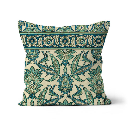 green and cream arabesque cushion cover 45x45cm square cushion cover
