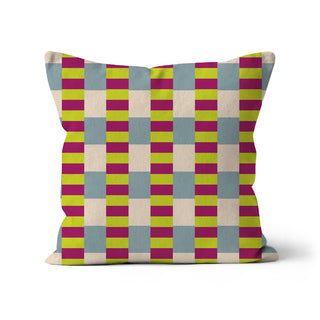 Checkered pillow with a geometric pattern on a white background