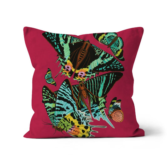 Butterfly In Rosewood Organic Cotton Cushion Cover