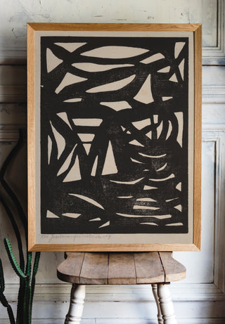 black and cream graphic print, modeabode, giclee print