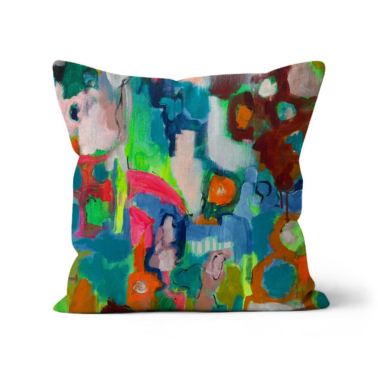 colourful abstract cushion cover in organic cotton 100% organic cotton cushion cover 45x45cm
