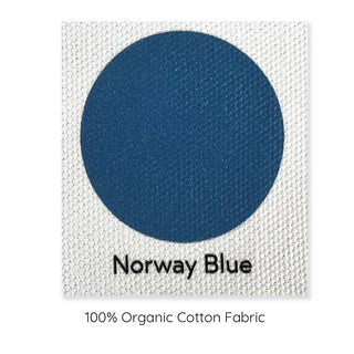 Norway Blue 100% organic cotton colour cushion sample.