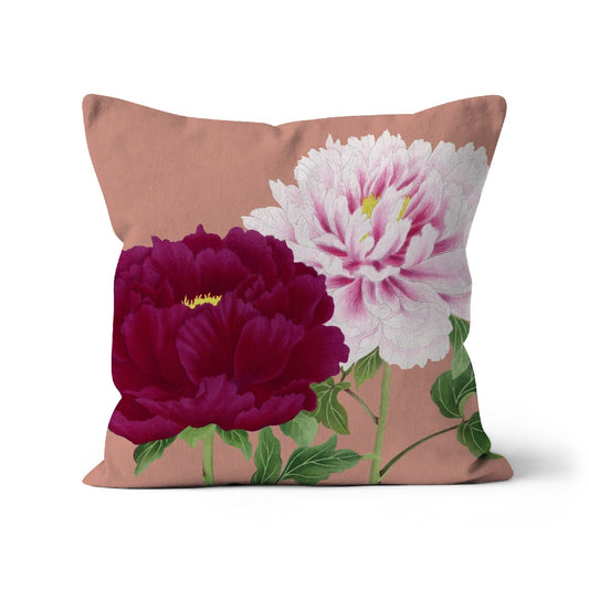 taupe coloured peony cushion cover, deep red peony cushion peony pink cushion cover 45x45cm.