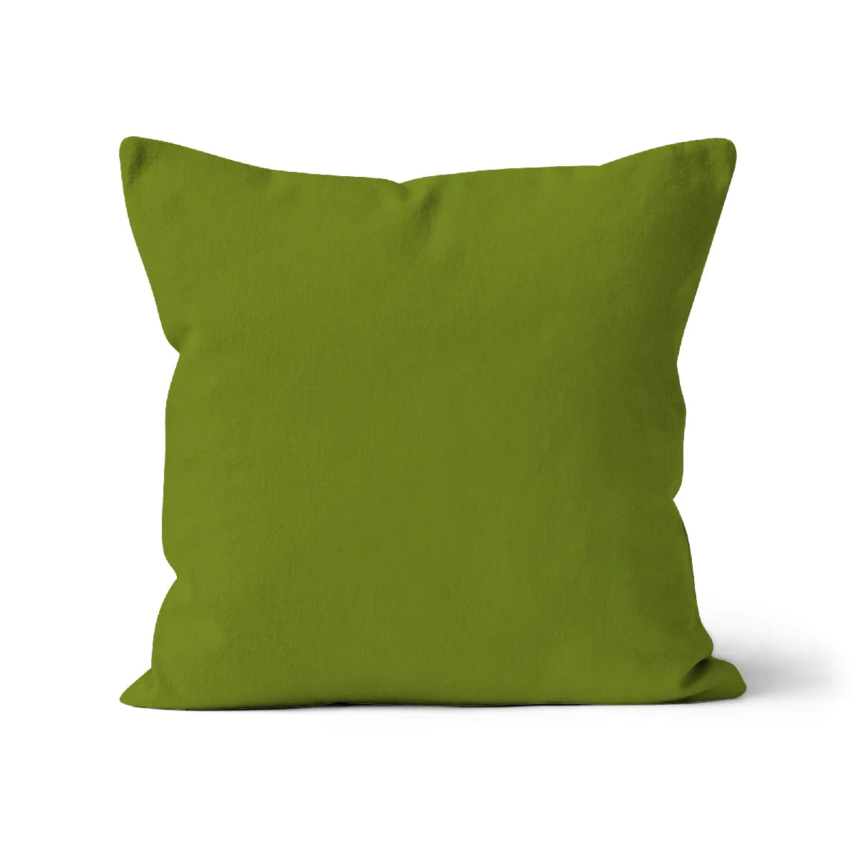 Olive green organic cotton cover. eco friendly inks. Square cushion cover. Made in Britian.