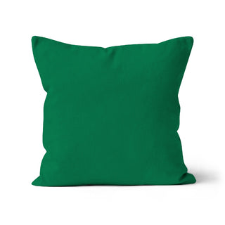 Mid-green cushion cover square shape, Made in UK, sustainable, eco-friendly inks. Free delivery. Hi quality, washable cover, green rainforest cushion cover, green cushion cover, bright green cushion cover in organic cotton.