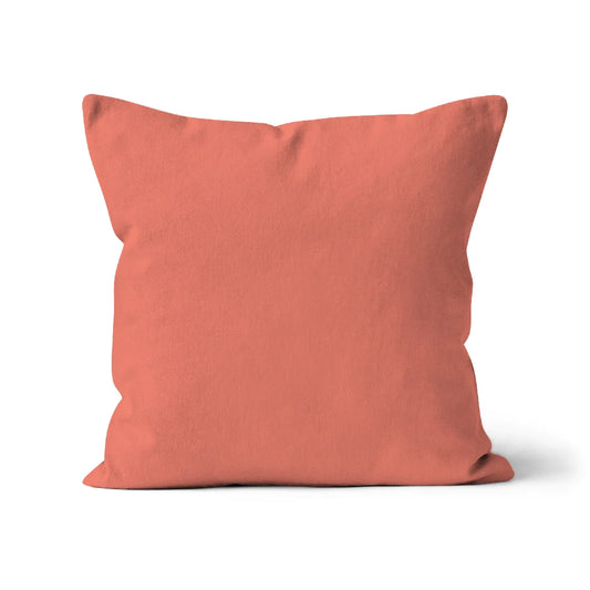 Salmon pink, cushion cover, orgainc cotton, machine washable cover, sustainably made, eco-friendly inks, salmon pink organic cotton cushion cover, salmon pink pillow cover.