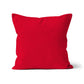 Organic cotton cushion cover. Strawberry red colour cushion. Bright red plain colour cushion. Made in Britian. Luxury cushion covercover