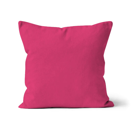 Bright pink coloured cushion cover. Organic cushion cover. Washable cotton cushion cover. Made in britian. British made homeware, bright pink cushion cover, bright pink organic cotton cushion cover.