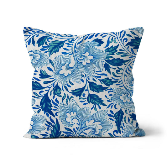 blue and white Chinoiserie pattern cushion cover, blue and white floral cushion cover, oriental designed cushion cover.