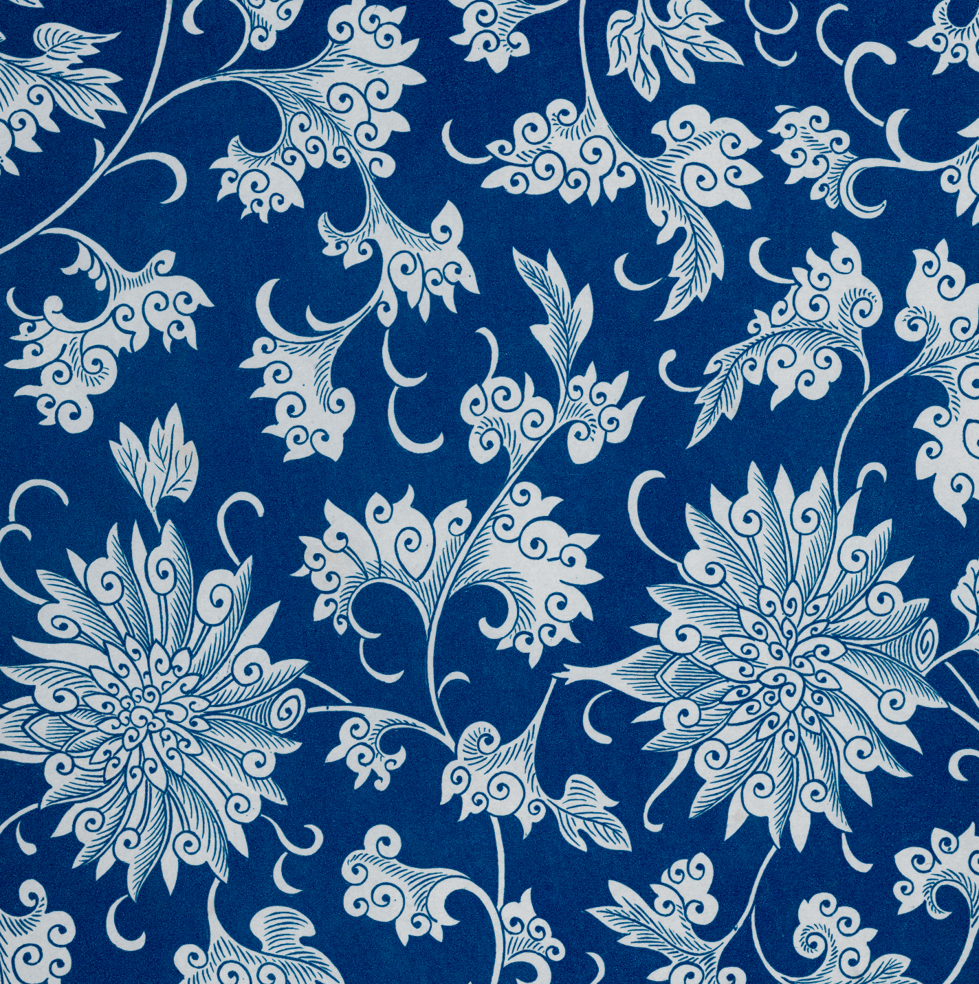 dark blue chinosirie floral cushion cover artwork.