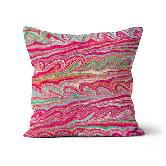 pink abstract cushion cover 45x45cm sqaure boho style cushion cover on white background. 
