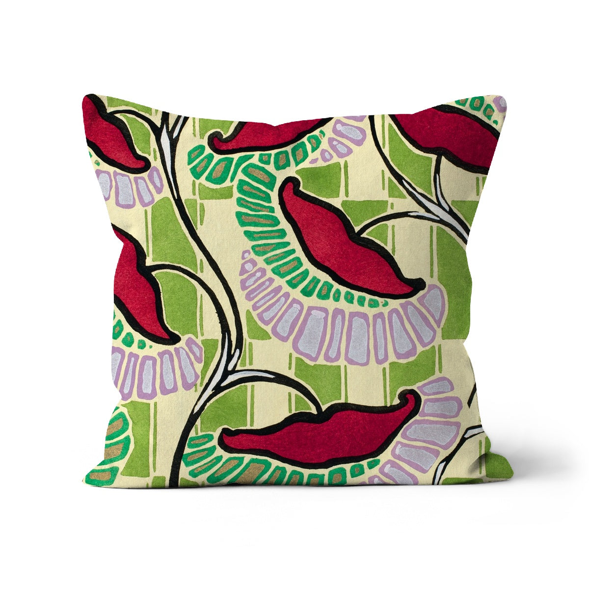 Green Check Organic Cotton Cushion Cover