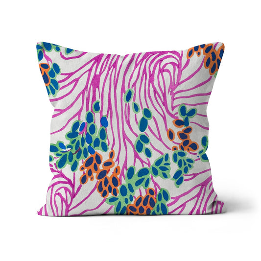 Floral Waves Organic Cotton Cushion Cover