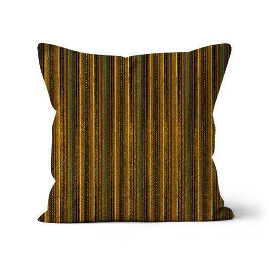 brown green cushion cover, stripy cushion cover with brown and green stripes, square cushion cover.