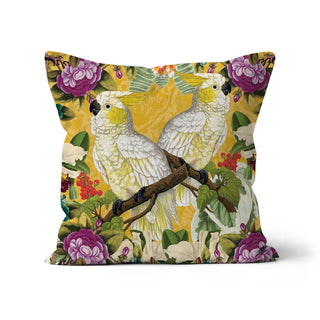 Yellow Parrots Cushion Cover