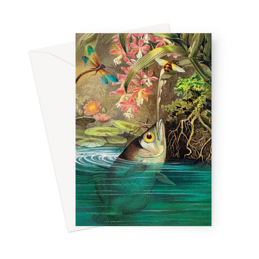 river fish greetings card, fish greetings card, fish birthday card