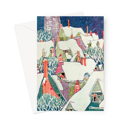 snowy town Christmas card