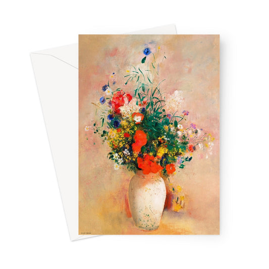 Vase of Flowers Vintage Greeting Card