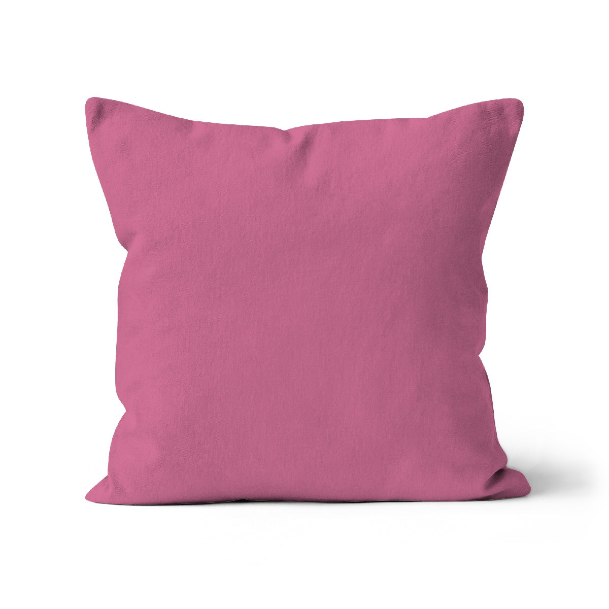 Luxury, pink organic cushion cover. Square scatter cushion cover. Printed on both sides. Double-sided colour. Machine washable. Made with eco-inks and sustainably made-to-order in the UK. Plain coloured cushion covers.