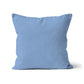 Light blue cotton cushion cover. Pale blue cushion cover. Pastel blue pillow cover. Organic cotton. Square cushion cover. Unfilled cushion. Organic cotton cushion. Made in the UK. British-Made. Sustainable homeware. Plain cushion covers. Eco-friendly cushion. High-quality cushion covers. Machine washable cushion covers. Plain colour cushion covers.
