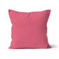 Mid-pink colour cushion cover. Pink cushion cover. Square cushion colour. Unfilled cushion cover. Organic cotton cushion cover. Made in the UK. Sustainable homeware. Plain cushion covers. Eco friendly cushions. High quality cushion covers. Machine washable cushion covers. Plain colour cushion covers. 