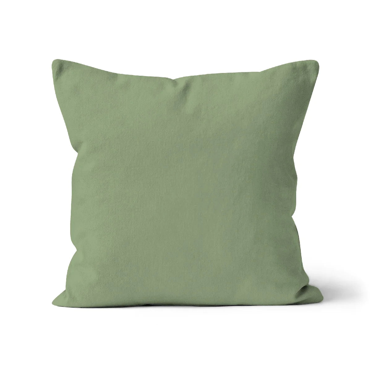 Sage green colour cotton cushion cover. Light green cushion cover. Pale grey-green pillow cover. Organic cotton. Square cushion cover. Unfilled cushion. Organic cotton cushion. Made in the UK. British-Made. Sustainable homeware. Plain cushion covers. Eco-friendly cushion. High-quality cushion covers. Machine washable cushion covers. Plain colour cushion covers.