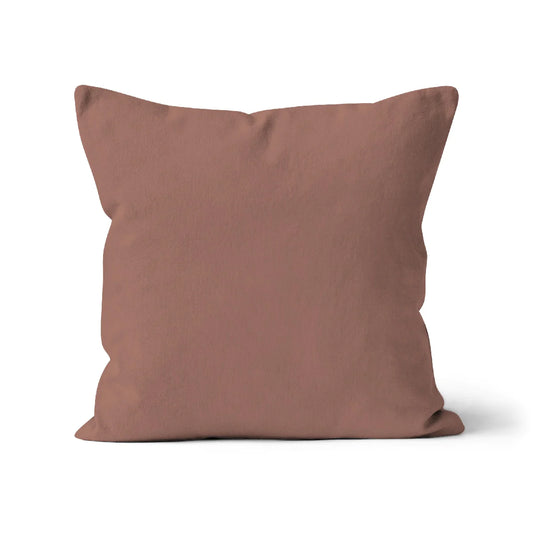 Taupe colour cushion cover. Warm beige cushion cover. Square cushion colour. Unfilled cushion cover. Organic cotton cushion. Make in the UK. Sustainable homeware. Plain cushion covers. Eco friendly cushions. High quality cushion covers. Machine washable cushion covers. Plain colour cushion covers. 