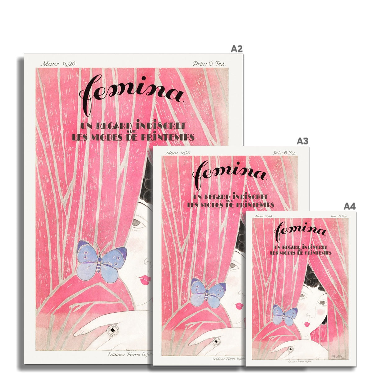 pink femina poster 1928, a4,a3, and a2