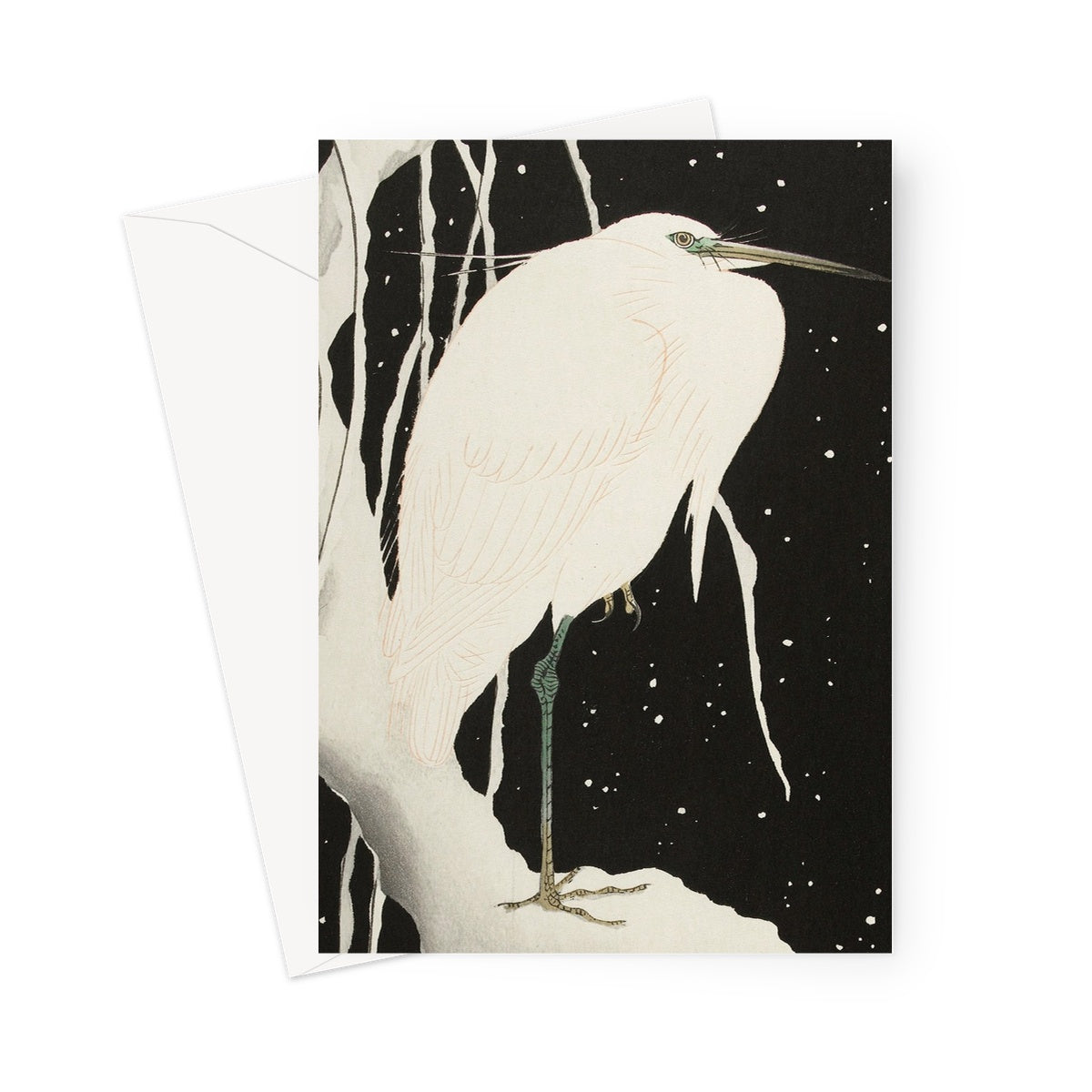 Heron, snowy Christmas card