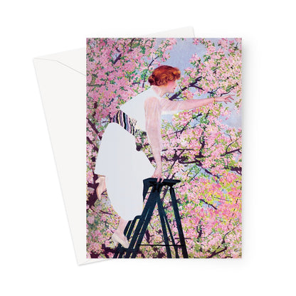 vintage art nouveau Blossom spring greetings card easter greetings card.