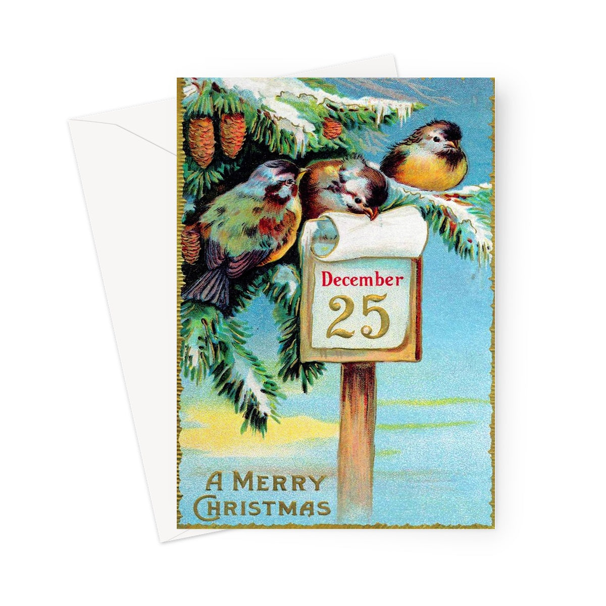 vintage Christmas card, Christmas Day Christmas card, vintage Christmas card, birds Christmas card, sustainable Christmas card. 